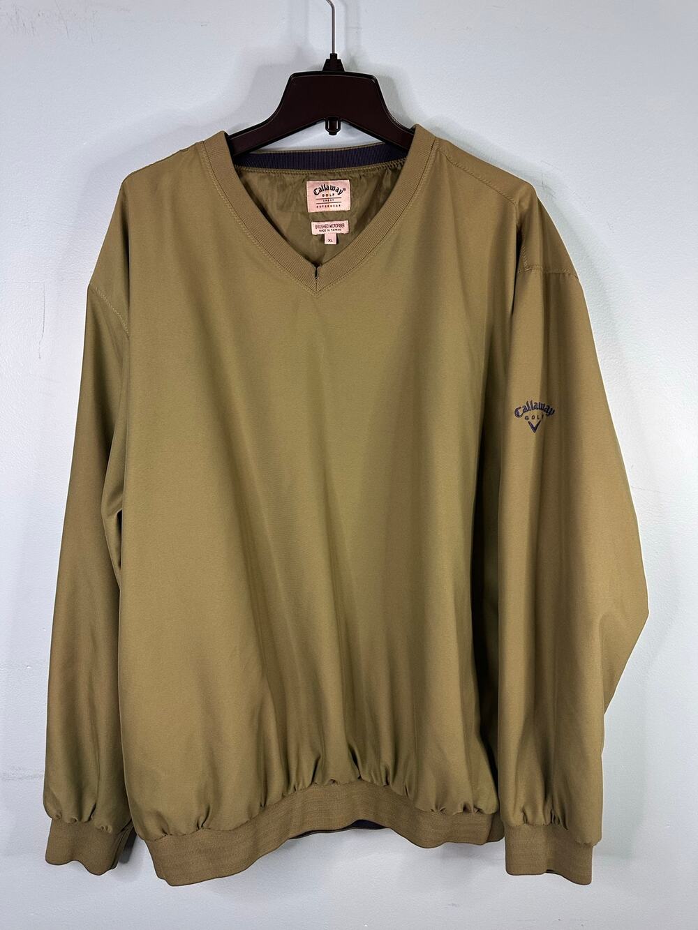 Callaway Golf V-Neck Pullover Windbreaker, army green, long sleeve X large